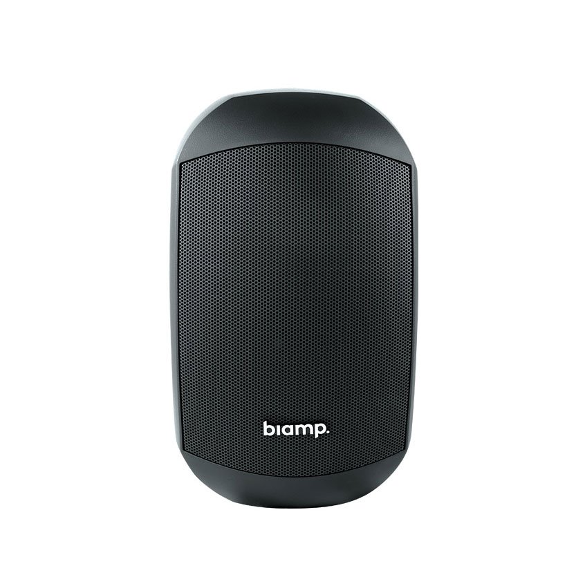 A black, oval-shaped Desono loudspeaker featuring a mesh front grille and the word “biamp” in white lowercase letters near the bottom, displayed against a plain white background.