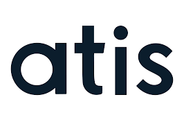 The image shows the word atis in bold, black lowercase letters on a white background, reminiscent of the minimalist branding style often seen at ATIS Foods locations in London.