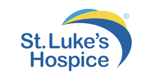 St. Luke’s Hospice logo with a blue and yellow swoosh above the organisation’s name in blue text on a white background, representing St Luke’s Hospice Thurrock and its welcoming bistro atmosphere.